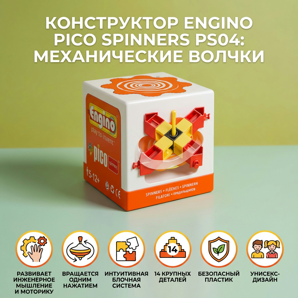 Конструктор Engino Pico Spinners PS04: Механические волчки