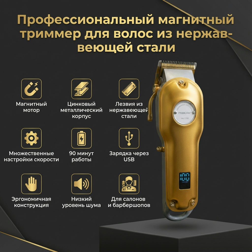 Профессиональный магнитный триммер для волос из нержавеющей стали