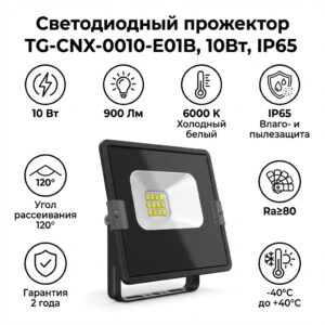 Светодиодный прожектор TG-CNX-0010-E01B, 10Вт, IP65