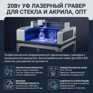 УФ-лазерный гравер 20Вт для стекла и акрила, опт