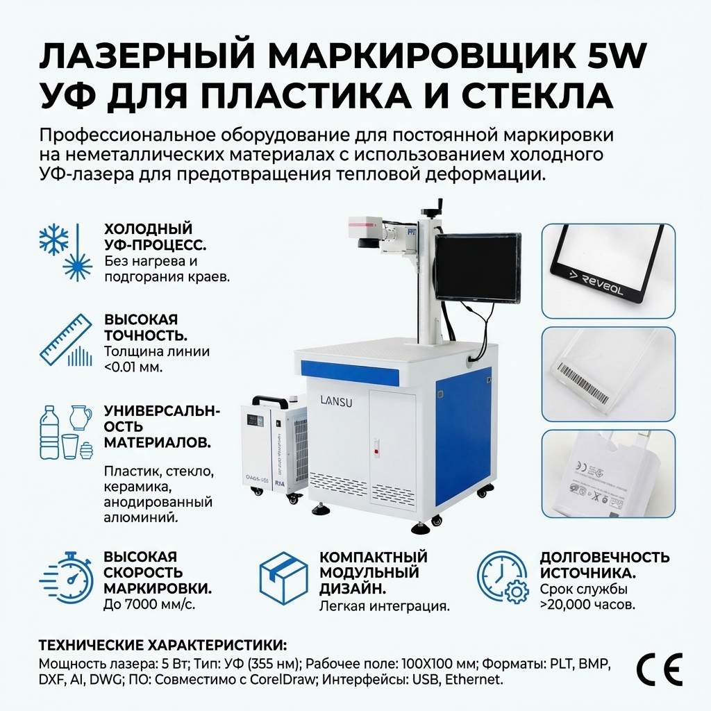 УФ лазерный маркиратор 5W для пластика и стекла