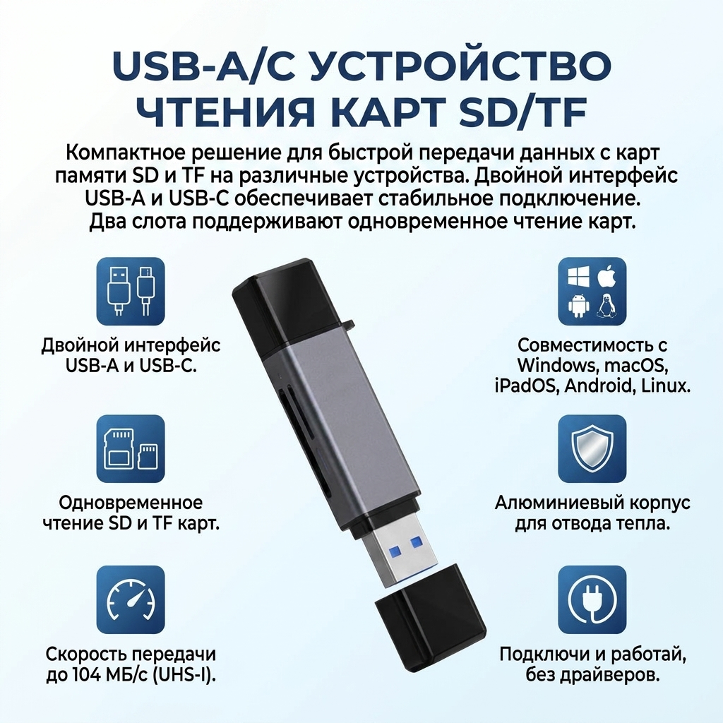 USB-A/C TO SD/TF card reader