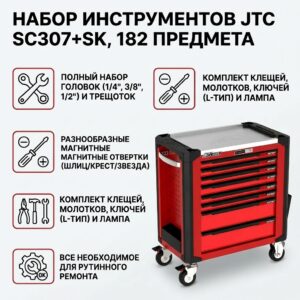 Набор инструментов JTC SC307+SK, 182 предмета