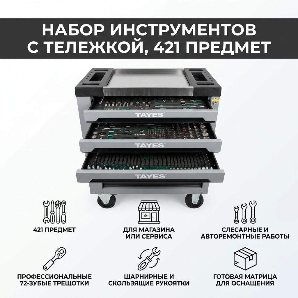 Тележка с набором инструментов, 421 предмет — изображение 2
