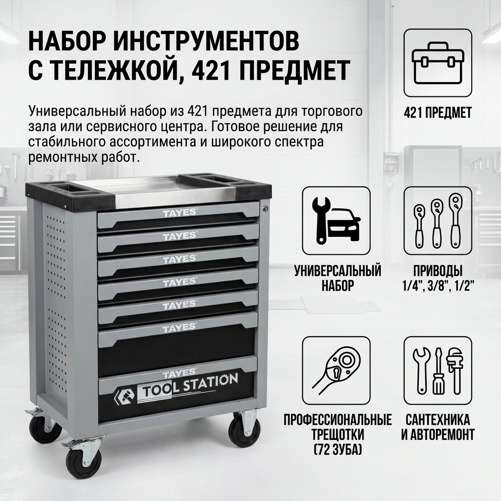 Тележка с набором инструментов, 421 предмет — изображение 5