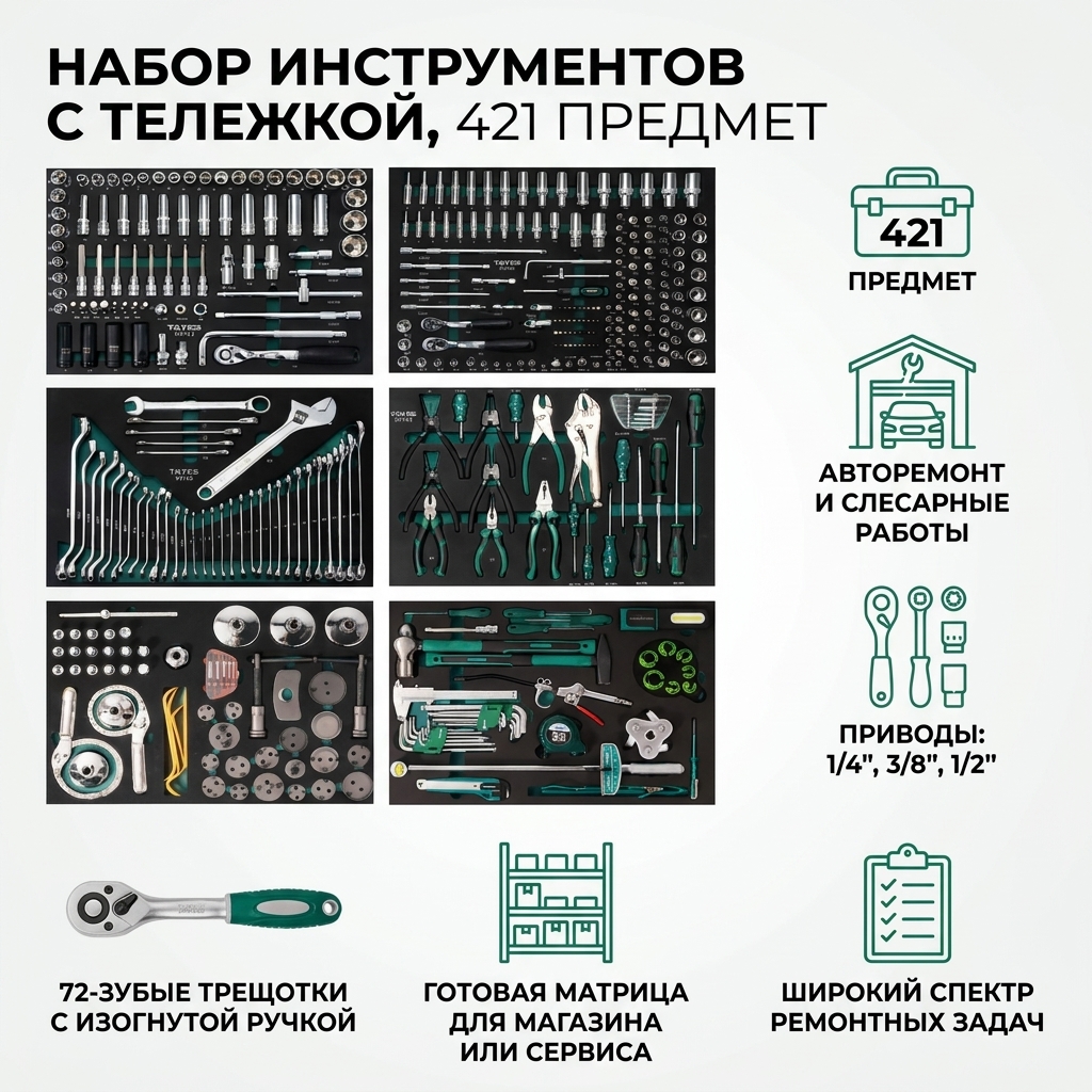 Тележка с набором инструментов, 421 предмет — изображение 6