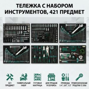 Тележка с набором инструментов, 421 предмет